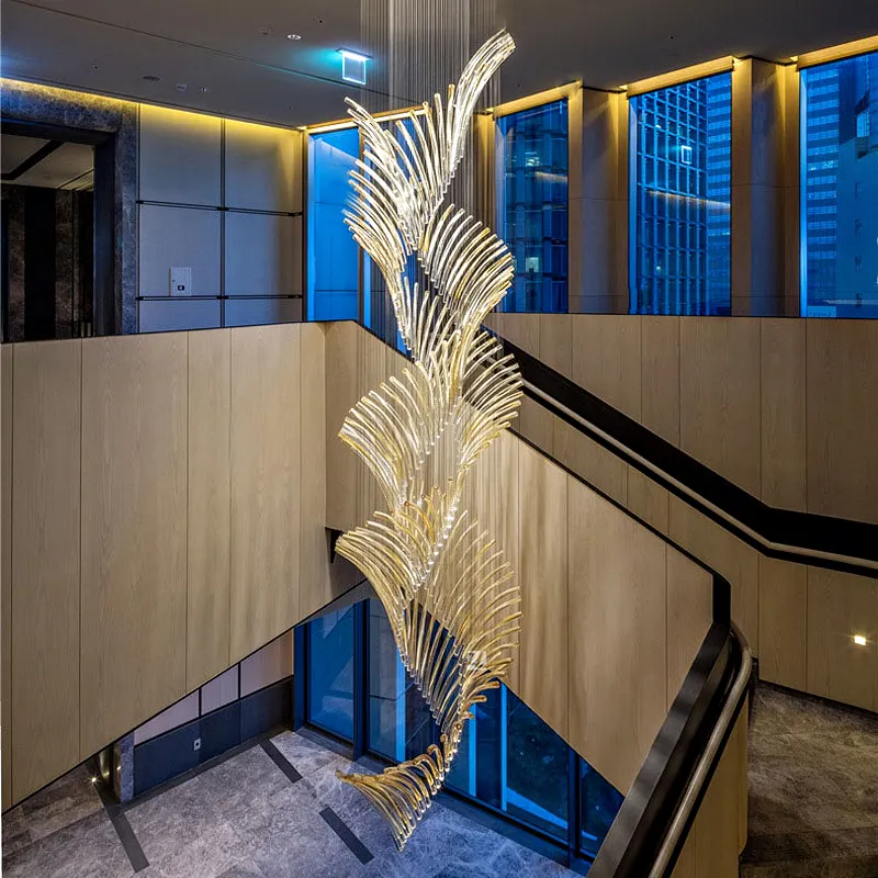 Buy Modern Glass Tube Chandelier Pendant Light Custom Hotel Villa staircase glass chandelier