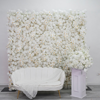 Mur de fleurs artificielles décoratif personnalisé pour mariage, en tissu 3D rose, avec roses en soie et hortensias, panneau de 8ft x 8ft, pour toile de fond