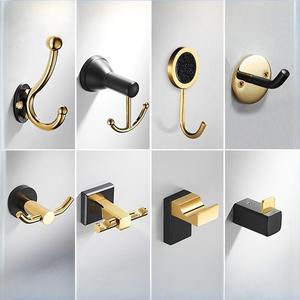 Porte-manteau mural moderne minimaliste en laiton plaqué or, sans perçage, pour salle de bain, porte, rangement de clés et chapeaux - Product Image 4