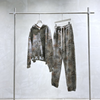 Ensemble de survêtement vintage rétro imprimé léopard, coupe oversize et carrée, streetwear, avec sweat à capuche zippé intégral