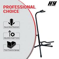 Support de guitare vertical universel réglable, trépied métallique détachable, support de sol pour guitare acoustique/électrique/basse HUAYUN HY-302 Noir Léger