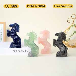 New Arrived Hand Carved <b>Crystal</b> <b>Animals</b> Healing Fluorite Horse Statue for Home Decoration - Product Image 1