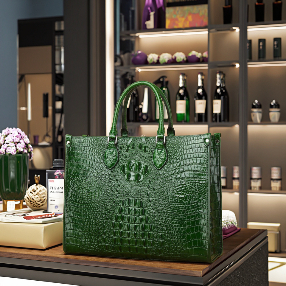 Fashionable Genuine Cowhide Alligator Pattern Women's Large-capacity Factory Wholesale Hand-held Shoulder Crossbody Tote Bag