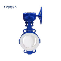 Vanne papillon à disque en acier inoxydable 304 PN16 avec revêtement PTFE, actionnée par engrenage à vis sans fin, pour la protection de l'environnement et le traitement de l'eau