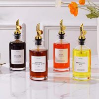 Vente en gros de bouteille d'huile en verre blanc cristal de 350ml 500ml et de distributeur de vinaigre ensemble de bouteille en verre à boire de sirop de café avec boîte