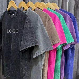 티셔츠 사용자 정의 남여 공용 하이 퀄리티 블랙 인쇄 특대 빈 화이트 빈티지 산성 워시 무거운 100% 면 남성 그래픽 티셔츠 - Product Image 1