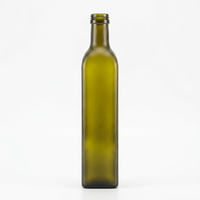 Bouteille en verre cylindrique vert antique de qualité supérieure pour huile comestible et vinaigre, 500 ml, protection UV avec filetage à vis