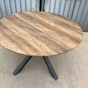 <span class=keywords><strong>Mesa</strong></span> de Comedor Redonda Natural, Duradera y de <span class=keywords><strong>Alta</strong></span> Calidad, Estilo Rústico, de Madera con Patas Metálicas - Product Image 5