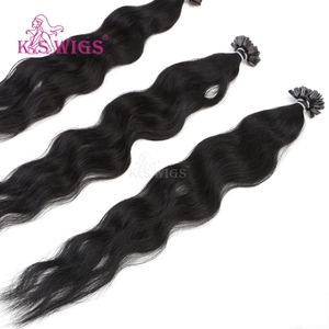 K.SWIGS 1 #   Extensions de cheveux naturels noirs 100% vierges, ondulés, pré-collés, cuticules alignées, en vrac, vente en gros, pointes en U - Product Image 5