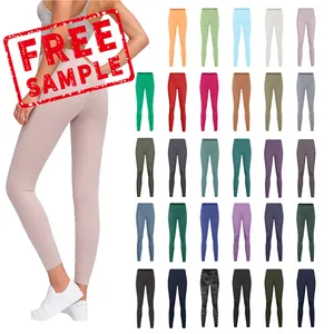 Nuevo producto de muestra gratis de cintura alta sin costuras Fitness entrenamiento gimnasio entrenamiento deportes pantalón Spandex mujeres Yoga Leggings