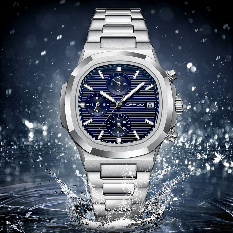 Crrju 2319, reloj de marca superior para hombre, movimiento de cuarzo, 30M  de vida, resistente al agua, correa de acero inoxidable, relojes de pulsera 