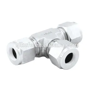 stainless steel compression fitting tee union with double ferrules