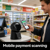 Sistema POS para Supermercado AIXW, Escáner de Código de Barras 2D de Escritorio, Lector de Códigos QR con Cable USB para Conexión a Computadora