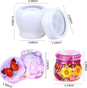 Epoxy Silicone <b>Resin</b> Mold Set <b>Kit</b> with Lid Pudding Jar Storage Bottle and Crystal Candle Holder Mould for DIY <b>Resin</b> Art Casting - Product Image 6