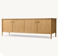 Meuble TV console de rangement à quatre portes en bois massif, fait main, style moderne, pour salon de ferme, hôtel et villa, en chêne, RH OEM