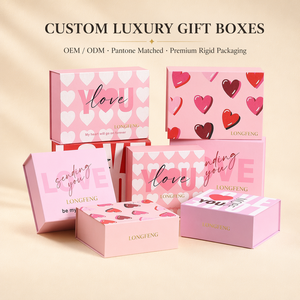 Caja de Regalo Roja Personalizada OEM de Alta Calidad, Caja de Papel Magnética Plegable con Forma de Corazón para Joyería de Boda, San Valentín - Product Image 1