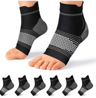 Chaussettes de sport unisexes à bout ouvert, support de cheville en nylon avec manchon pour la protection de la voûte plantaire