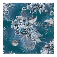 Tissu en mousseline de soie douce, crêpe douce, design floral personnalisé, impression numérique, pour vêtement féminin, 100% polyester s200679