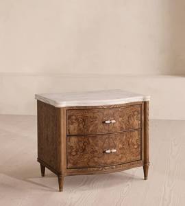 Muebles de dormitorio de lujo, mesitas de noche de madera con dos cajones y mármol natural - Product Image 4