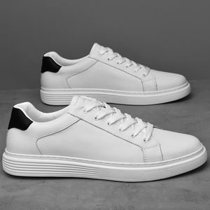 Giày thể thao nam da PU in logo tùy chỉnh, kiểu dáng đơn giản màu trắng, thoáng khí, giày sneaker thời trang, giày thường, miễn phí vận chuyển - Product Image 2