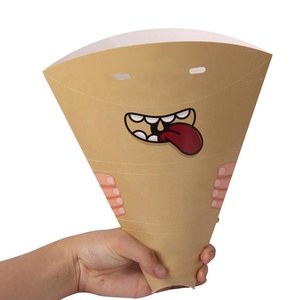 French Fries Box Design Custom Printed French Fries Crepes Holder Food Packaging Cone Shape Paper Crepes Box