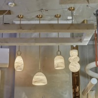 Ensemble de luminaires suspendus modernes en albâtre naturel avec anneau en D, style Wabi Sabi, lampe LED suspendue pour îlot de cuisine, salle à manger
