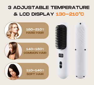 Spazzola Lisciante Elettrica Ricaricabile Portatile con Display LCD, 210 Gradi Celsius, Senza Fili - Product Image 3