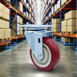 גלגלי נעילה מרכזית באיכות גבוהה 100 מ""מ סגולים גלגלי בלם צד PVC 4 אינץ'