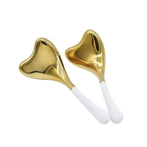 Facial Massager Magic Cooling Heart Shaped Stainless Steel Facial Skin Care Spoon Gold Ice Globes Cryo Sticks