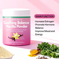 Poudre de soutien à la ménopause à la vanille, mélange d'herbes avec curcuma, agripaume (Vitex) et vitamines pour l'équilibre hormonal et l'équilibre du pH chez l'adulte