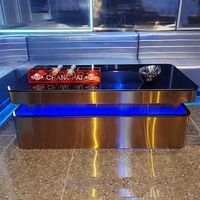 Table de bar multifonctionnelle haut de gamme en verre trempé et acier inoxydable pour KTV, table basse avec éclairage LED coloré, usage commercial