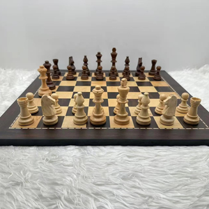 Scacchiera <span class=keywords><strong>in</strong></span> Ebano di Alta Qualità con <span class=keywords><strong>Pezzi</strong></span> <span class=keywords><strong>in</strong></span> <span class=keywords><strong>Legno</strong></span> Massello Lucidato da 3,8 Pollici per Competizioni Internazionali di <span class=keywords><strong>Scacchi</strong></span> - Product Image 1