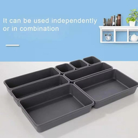 Ensemble de 8 organiseurs de tiroirs de bureau modulaires, bacs de rangement en plastique personnalisables pour fournitures de bureau et accessoires technologiques