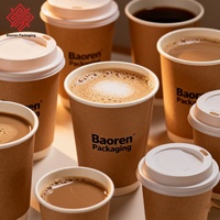 Tasses à thé à bulles en papier à café jetables Baoren Tasses à emporter pour boissons chaudes à double couche Tasses à eau personnalisables avec impression de logo