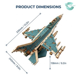Puzzle 3D in Legno Personalizzato Dettagliato di Aereo da Combattimento, Gioco di Logica Interattivo per Esposizione Decorativa - Product Image 6