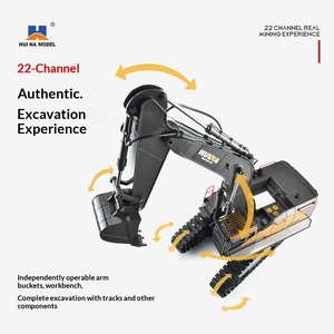 Escavadeira de Controle Remoto Huina 1592 12+ Canais 1/14 com Caçamba de Metal e Rotação de 680 Graus, Elétrica e Pronta para Uso - Product Image 4