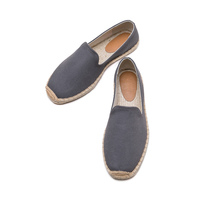 Espadrilles en toile et paille pour hommes, semelle extérieure en caoutchouc, respirantes, antidérapantes, absorbant la transpiration, faciles à enfiler