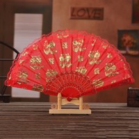 Éventail pliant en plastique Double Bonheur, décoration de mariage chinois pour la mariée et les demoiselles d'honneur, fait main