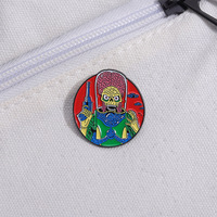 Europäische und amerikanische Halloween Cartoon Martian Sci-Fi Film Red Skull Brain Horror Maske Metall gemalt Abzeichen & Emblem