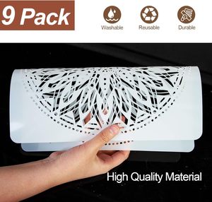 Lot de 9 pochoirs Mandala réutilisables 12x12 ''pour plancher en bois carrelage mural tissu <span class=keywords><strong>peinture</strong></span> meubles décoration et dessin - Product Image 2