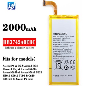 Batteria del telefono all'ingrosso 3.8V 2000Mah gb/t 18287-2000 per <span class=keywords><strong>Huawei</strong></span> <span class=keywords><strong>Ascend</strong></span> P6 muslimate - Product Image 6