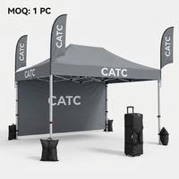 Tente Pop-Up CATC 10x10 avec Logo Personnalisé, MOQ 1 pièce, Écologique, Imperméable, Pliante, avec Parois Latérales et Drapeaux pour Expositions et Salons Professionnels