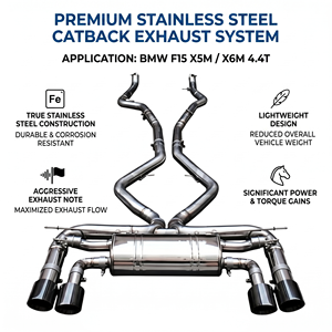 Vortex SS304 Valved Catback Exhaust for BMW F85 F86 X5M X6M F15 4.4T S63 V8 Engine Quad Tips - Product Image 1