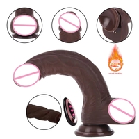 Vibrador realista telescópico marrón al por mayor para mujeres, masturbador con ventosa, juguete sexual de pene grande para parejas
