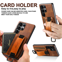 Étui de téléphone SUTENI pour Samsung S26 Ultra avec dragonne, anneau, porte-cartes et support, en similicuir lisse, compatible S25 Plus S24 S23