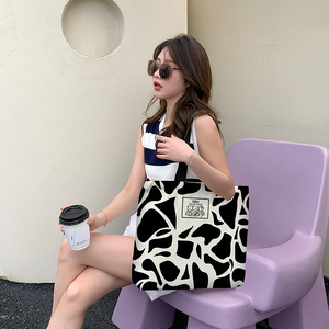 Borsa Tote in Tela da Donna Grande Capacità, Nuova Borsa a Spalla con Stampa, Chiusura a Cerniera, per Studentesse Universitarie, Versatile - Product Image 4