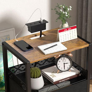 <span class=keywords><strong>Table</strong></span> de chevet et <span class=keywords><strong>table</strong></span> basse modernes personnalisées à double tiroir avec prises USB, panneau d'alimentation transfrontalier pour chambre à coucher - Product Image 3