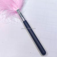 Pinceau de maquillage imprimé latent scène de crime rose manche en bois plume de dinde ventilateur pour application de poudre fluorescente sur les ongles