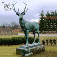 BLVE décoration extérieure grandeur nature métal Art animaux cerf laiton Sculpture coulée cuivre Bronze cerf Statue