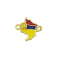 HP276 Nuevo Colgante Esmaltado con Bandera de Colombia y Venezuela, Chapado en Oro de 18K, Conector de Latón con Mapa de País para Pulseras DIY y Joyería